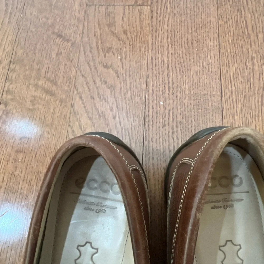 ECCO Mens Brown Leather Driving Penny Loafers Sz 44/10.5 Slip On Comfort Preppy - Picture 5 of 16